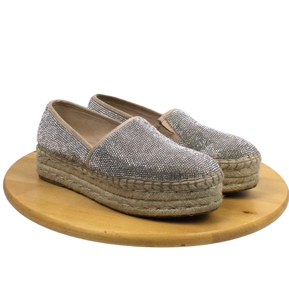 Steve Madden Shoes - Steve Madden Alexia Rhinestone Round Toe Espadrille Platform Slip On Shoe 7M